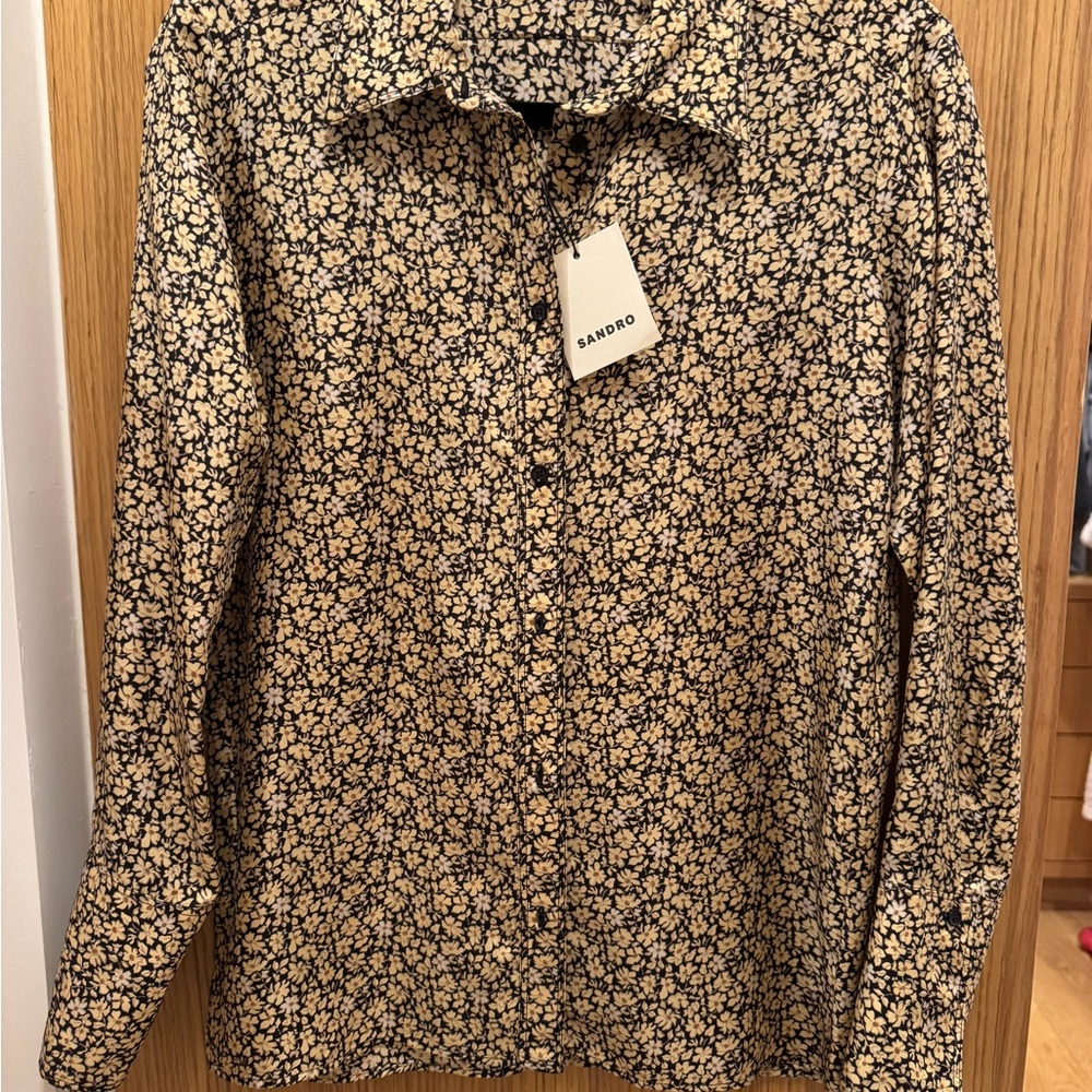 Sandro Floral Long Sleeve Blouse NWT